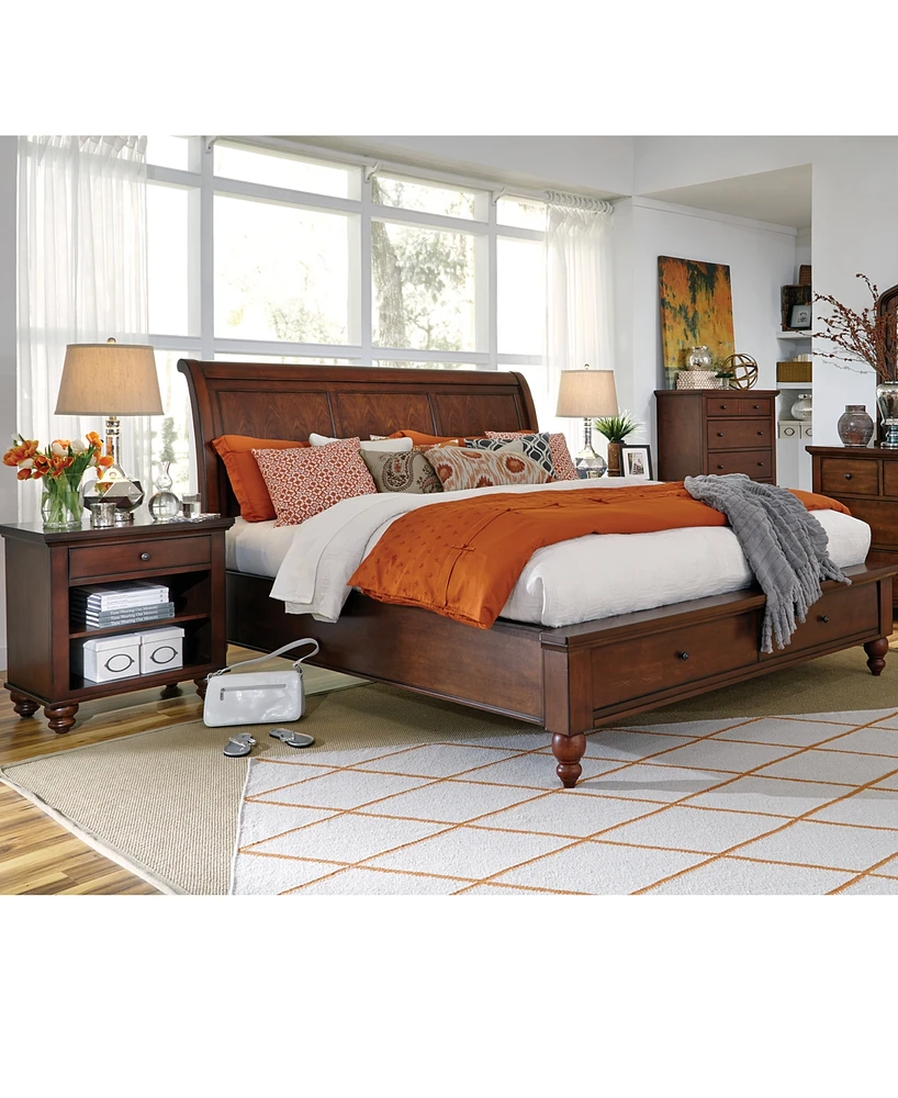 Cambridge Sleigh Storage Queen Bed 3pc (Bed + Chest + Nightstand)