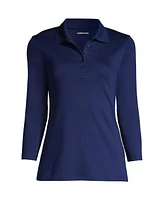 Lands' End Plus Supima Cotton 3/4 Sleeve Polo Shirt