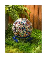 Evergreen 10" Mosaic Glass Gazing Ball, Multicolored Flowers