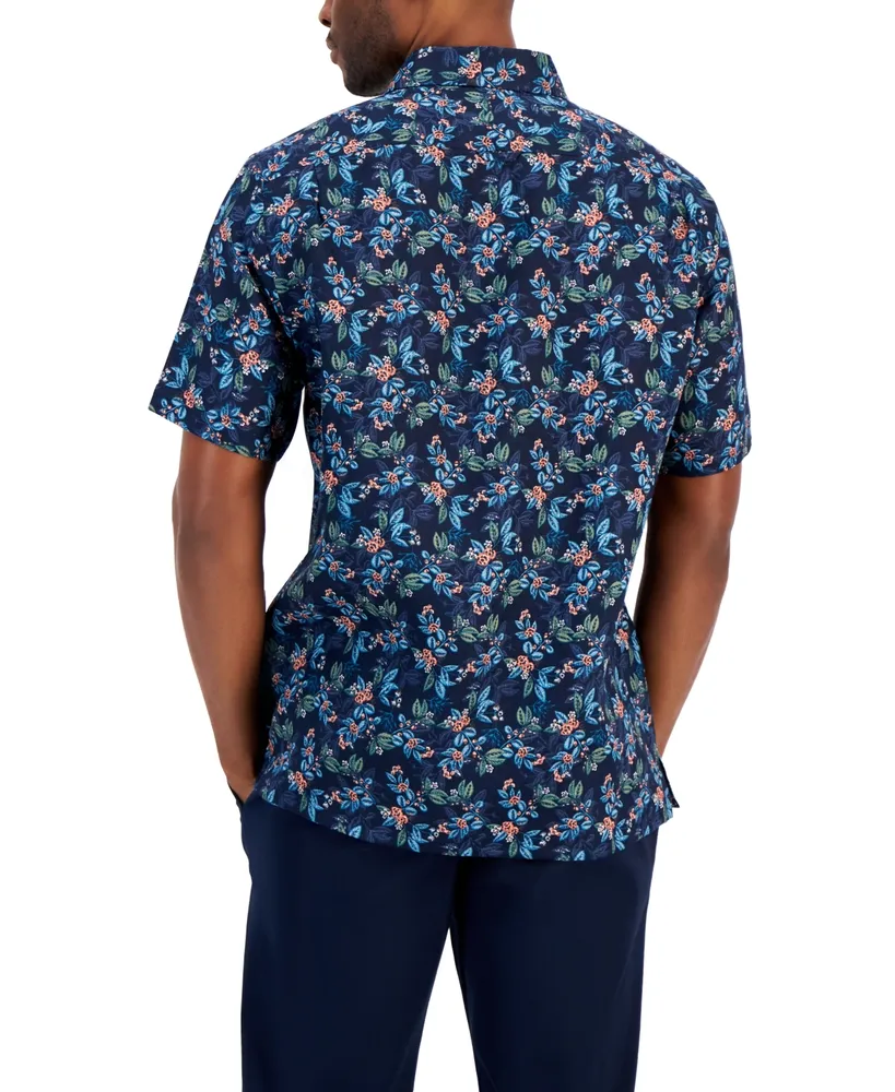 Club Room Men's Lance Floral Print Short-Sleeve Button-Down Linen Shirt, Created for Macy's