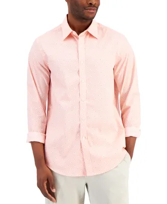 Club Room Men's Refined Petal Print Woven Long-Sleeve Button-Up Shirt, Created for Macy's