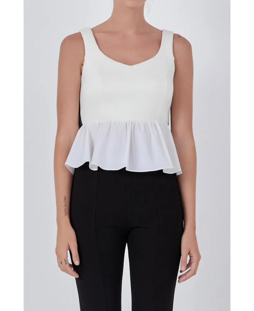 endless rose Women's Back Bow Contrast Top