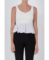 endless rose Women's Back Bow Contrast Top