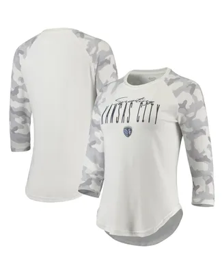 Women's Concepts Sport Cream, Gray Sporting Kansas City Composite 3/4-Sleeve Raglan Top