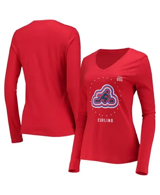 Women's Fanatics Red Team Usa Curling Long Sleeve T-shirt