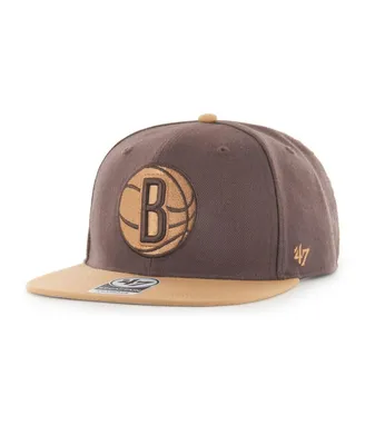 Men's '47 Brand Brown Brooklyn Nets No Shot Two-Tone Captain Snapback Hat