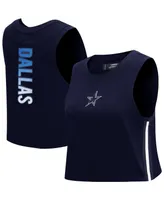 Women's Pro Standard Navy Dallas Cowboys Ombre Wordmark Classic Cropped Tank Top