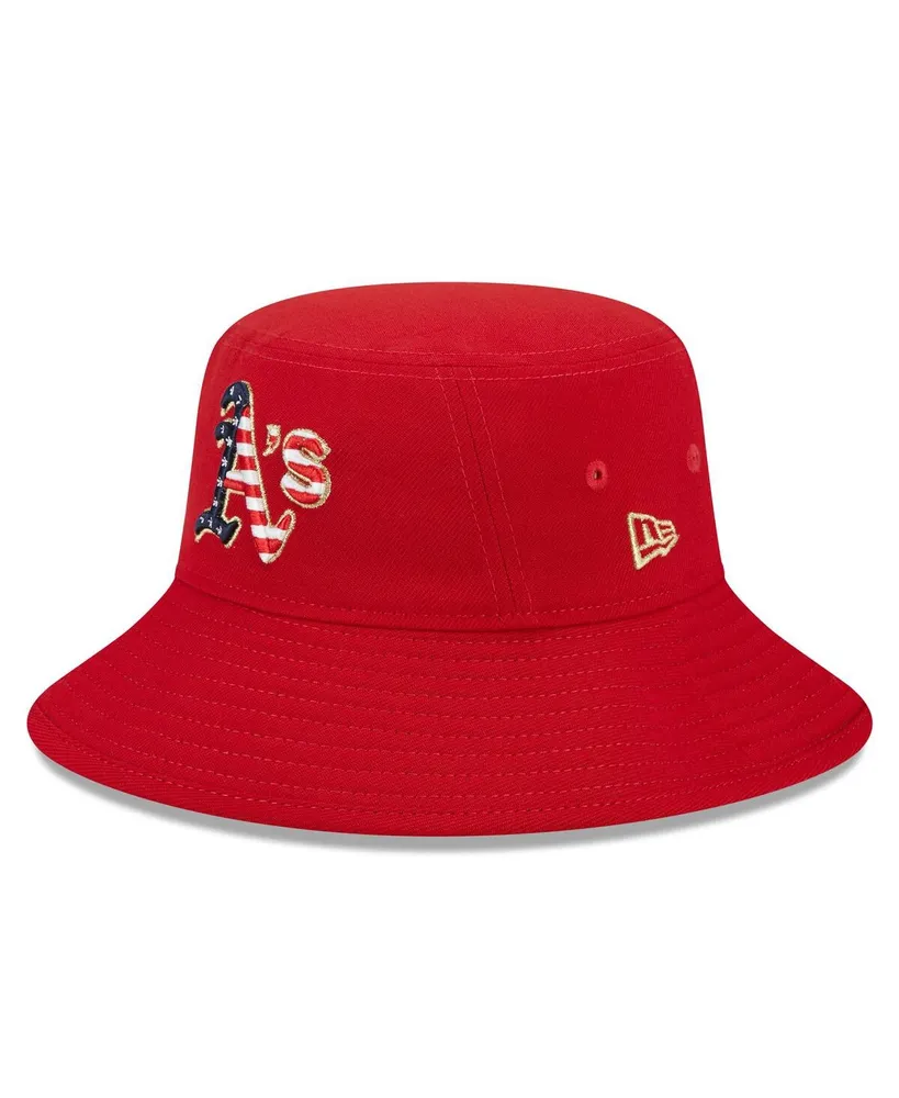 Men's New Era Red Oakland Athletics 2023 Fourth of July Bucket Hat