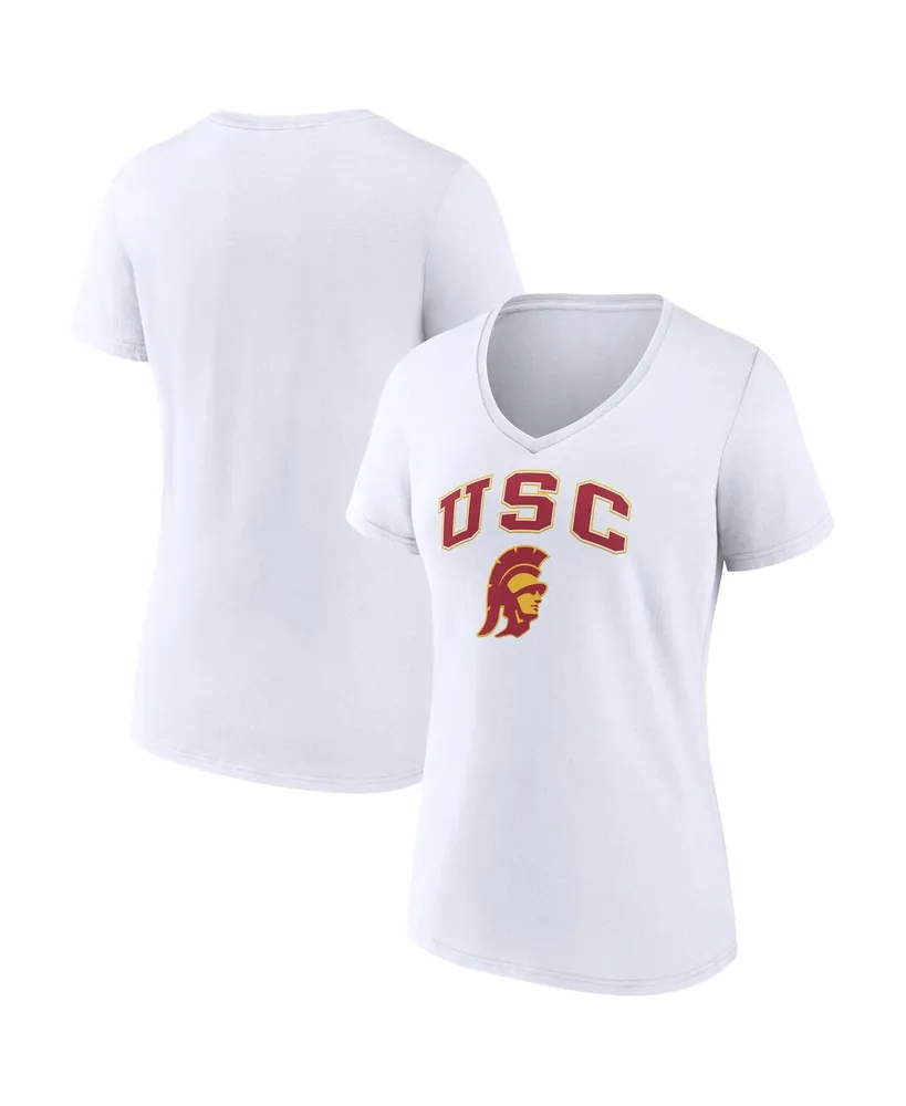 Women's Fanatics White Usc Trojans Evergreen Campus V-Neck T-shirt