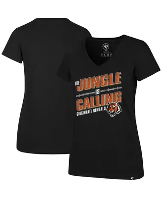 Women's '47 Brand Black Cincinnati Bengals Team Regional Ultra Rival V-Neck T-shirt