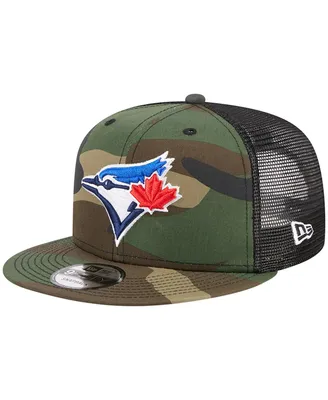 Men's New Era Camo Toronto Blue Jays Woodland Camo Trucker 9FIFTY Snapback Hat