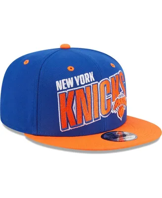 Men's New Era Blue, Orange New York Knicks Stacked Slant 2-Tone 9FIFTY Snapback Hat