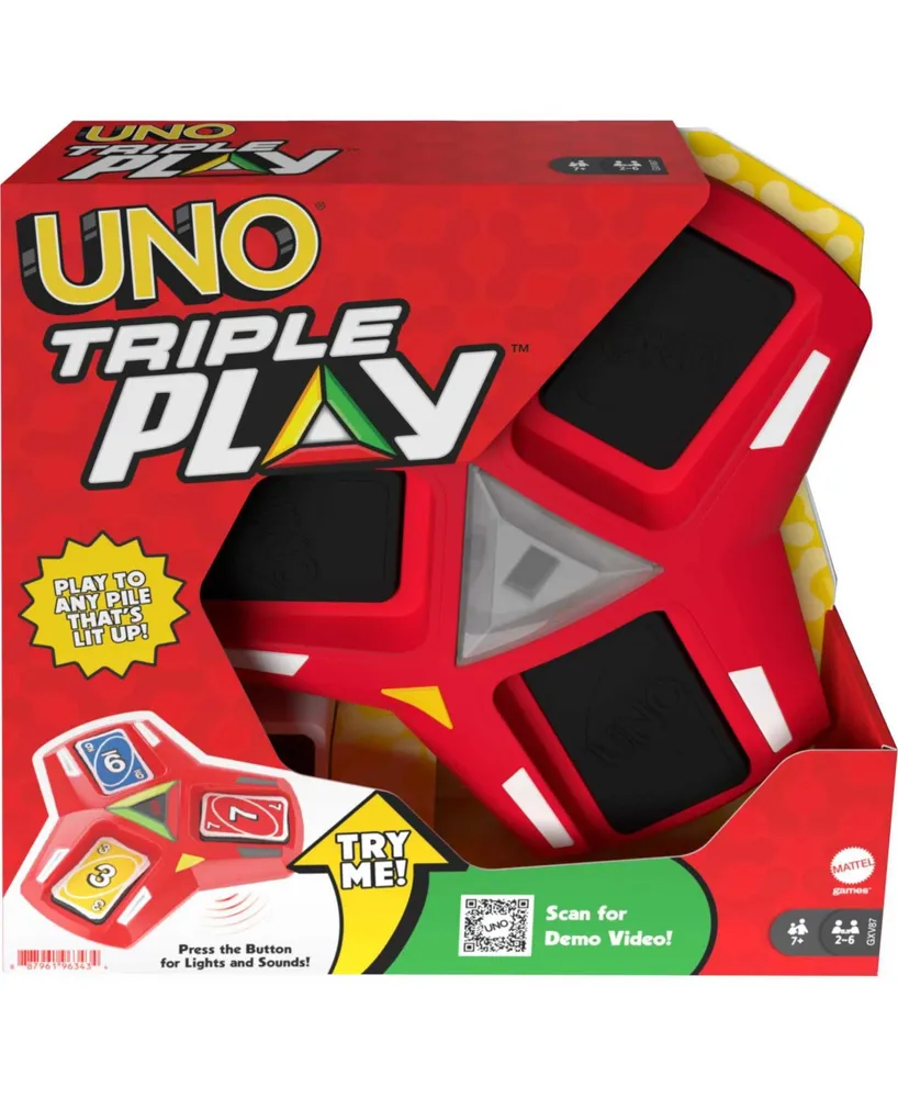 Uno Triple Play Card Game, Game for Family Night, Lights and Sounds