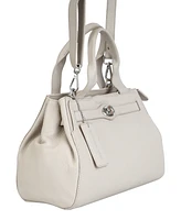 Mancini Pebbled Collection Genevieve Leather Top Zipper Handbag