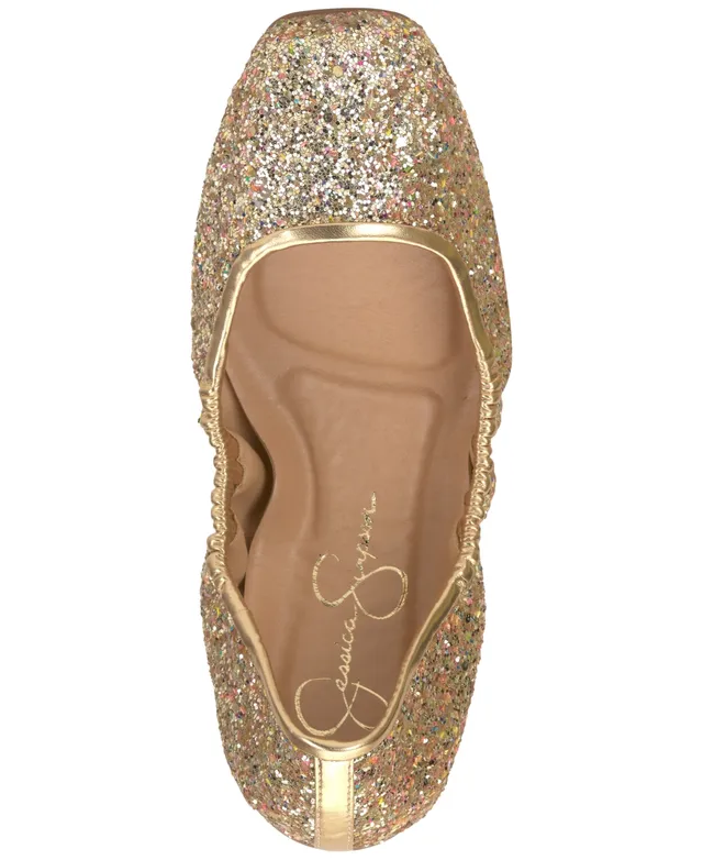 Jessica Simpson Sandaze-P Sequin Ballet Flats - Party Gold Synthetic