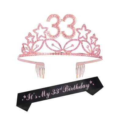 33rd Birthday Sash and Tiara Set for Women