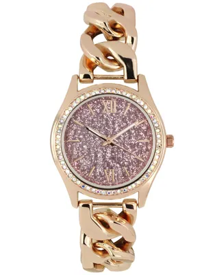 I.n.c. International Concepts Women's Rose Gold-Tone Link Bracelet Watch 34mm, Created for Macy's