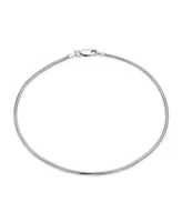 Bling Jewelry Unisex Simple Plain Snake Chain Anklet Strong Ankle Bracelet For Women Teen .925 Sterling Silver Made In Italy 9 Inch 1.5MM Plus Size An