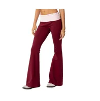 Edikted Women's Contrast Fold Over Flared Leggings