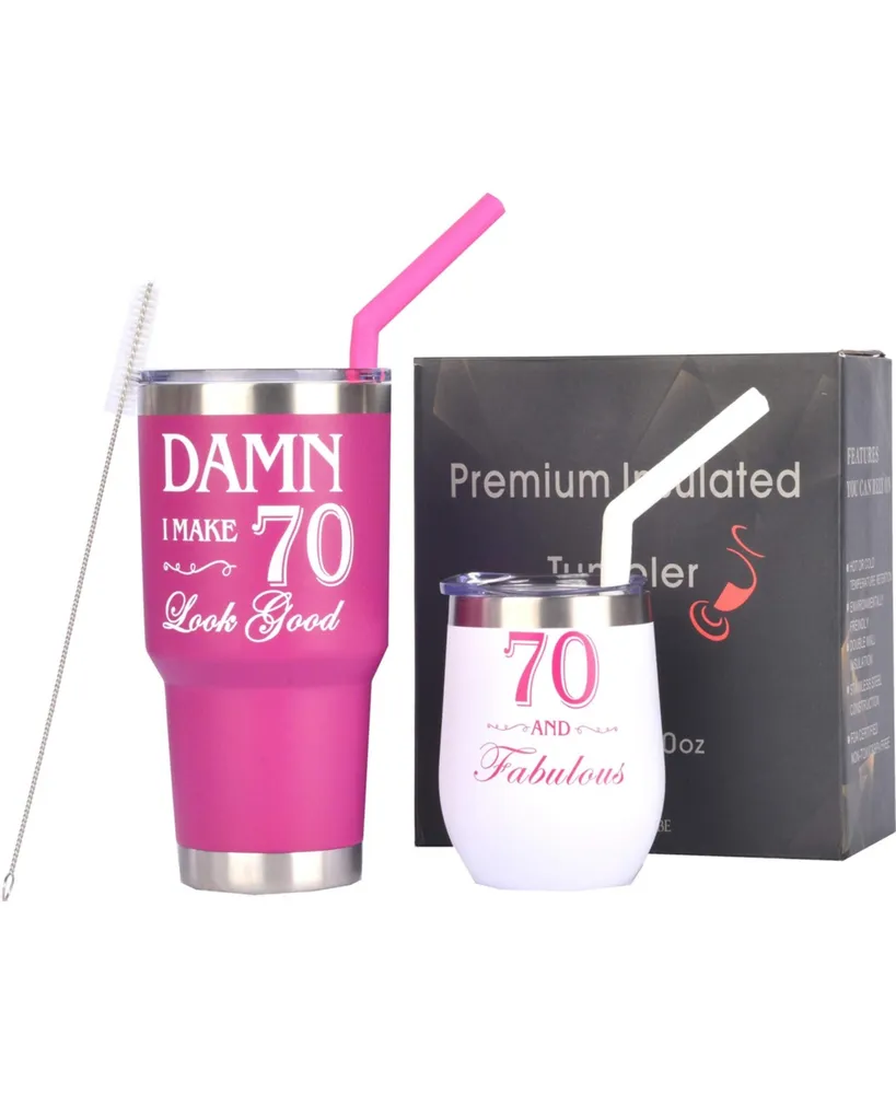 70th Birthday Gifts for Women: Fabulous Tumbler Set, Perfect Present for Mom, Sister, Her