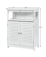 Costway Bathroom Wood Storage Cabinet w/ Double Shutter Door
