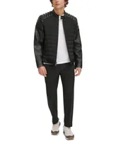 Dkny Mixed Media Quilted Racer Men's Jacket, Created for Macy's