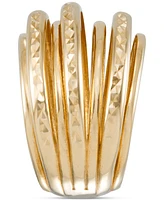 Polished & Textured Multirow Statement Ring in 10k Gold