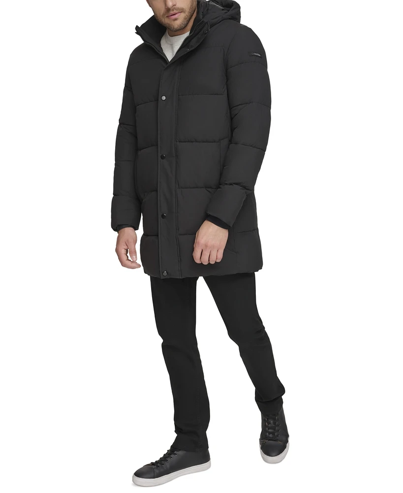 Calvin Klein Men's Long Stretch Quilted Puffer Jacket