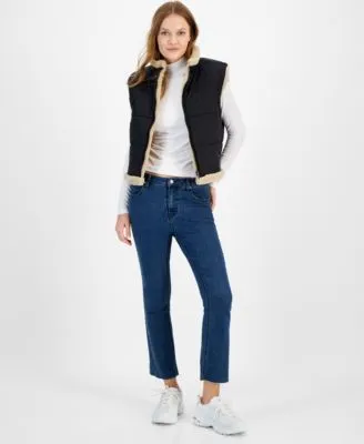 Now This Womens Soft Turtleneck Top Faux Fur Trimmed Vest Created For Macys