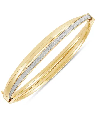 Italian Gold Glitter Crossover Bangle Bracelet in 10k Gold