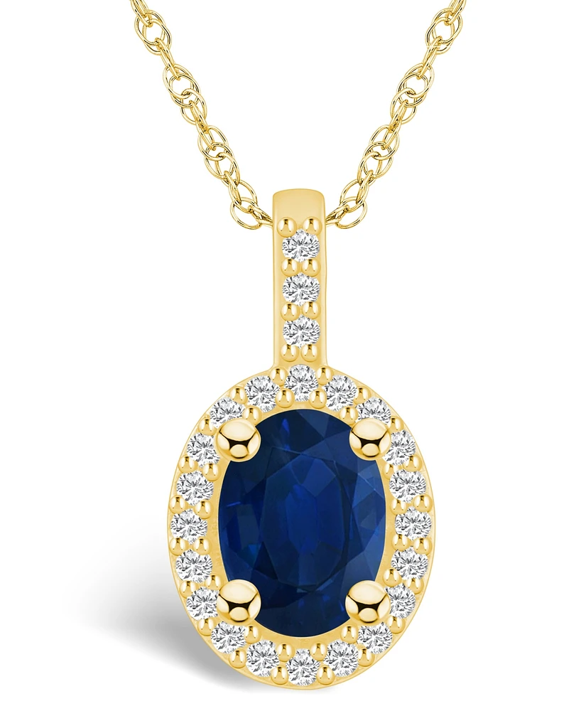 Macy's Sapphire (1-1/2 Ct. t.w.) and Diamond (1/4 Halo Pendant Necklace