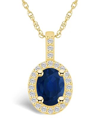 Macy's Sapphire (1-1/2 Ct. t.w.) and Diamond (1/4 Halo Pendant Necklace