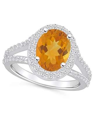 Macy's Citrine (2-1/2 ct. t.w.) and Diamond (/ Halo Ring 14K Gold