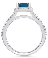 Macy's London Blue Topaz (2 ct. t.w.) and Diamond (1/2 Halo Ring 14K Gold