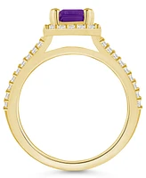 Macy's Amethyst (1-5/8 ct. t.w.) and Diamond (1/2 Halo Ring 14K Yellow Gold