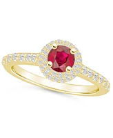 Macy's Ruby (5/8 Ct. t.w.) and Diamond (1/2 Halo Ring