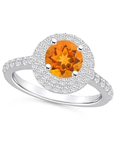 Macy's Citrine and Diamond Accent Halo Ring 14K Gold