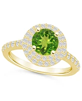 Macy's Peridot and Diamond Accent Halo Ring 14K Gold