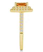 Macy's Citrine and Diamond Accent Halo Ring 14K Yellow Gold