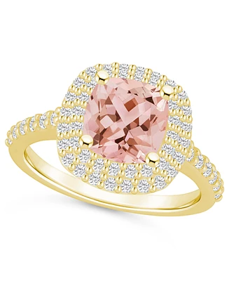 Macy's Morganite and Diamond Accent Halo Ring 14K Yellow Gold