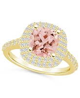 Macy's Morganite and Diamond Accent Halo Ring 14K Yellow Gold