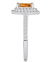 Macy's Citrine and Diamond Accent Halo Ring 14K Gold