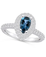 Macy's London Blue Topaz and Diamond Accent Halo Ring 14K Gold