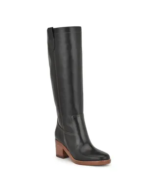 Nine West Women's Hecee Block Heel Round Toe Knee High Boots