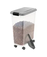 Iris 35lbs/47qt Airtight Pet Food Container with Casters and Scoop, Chrome