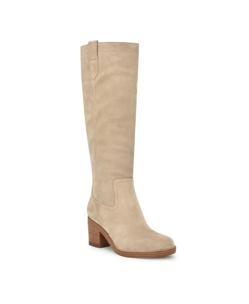 Nine West Women's Hecee Block Heel Round Toe Knee High Boots