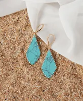lonna & lilly Gold-Tone Framed Flat Stone Drop Earrings