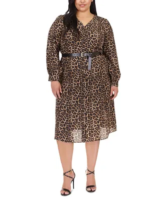 Michael Michael Kors Plus Size Kate Animal-Print Belted Dress