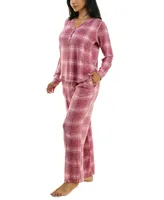 Roudelain Women's 2-Pc. Printed Henley Pajamas Set