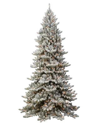 Puleo 6.5' Pre-Lit Flocked Royal Majestic Artificial Frase Fir Tree